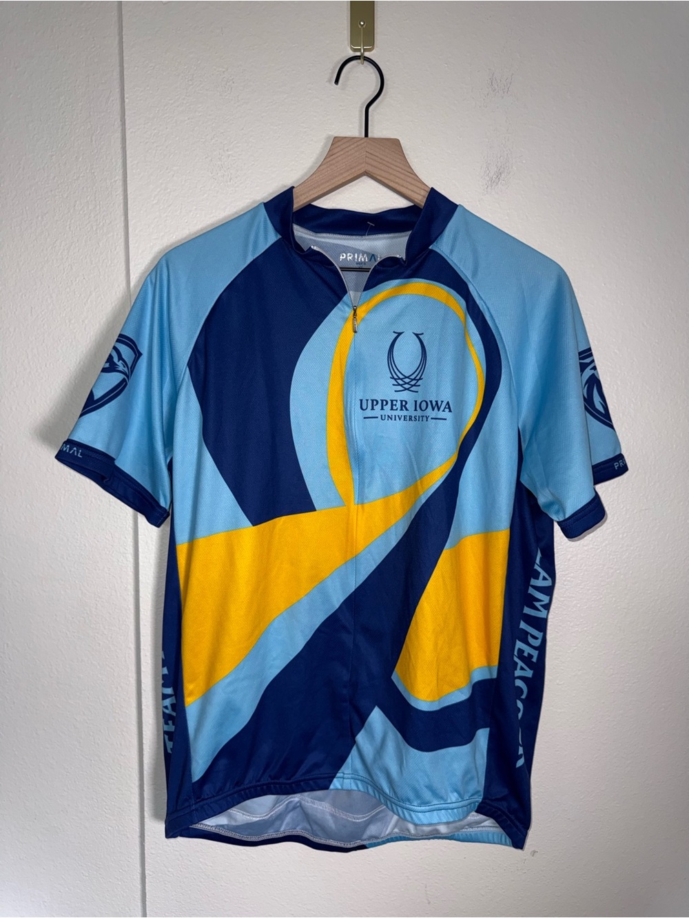 PRIMAL Upper Iowa University athletic full zip biking cycling sports jersey XL